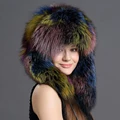 Russian Fox Fur Hats Cap With Pompom Balls Luxury Brand Women Cap 2016 Winter Hat Real