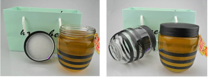 Custom made bee shaped glass jar for honey with lid wholesale xuzhou factory