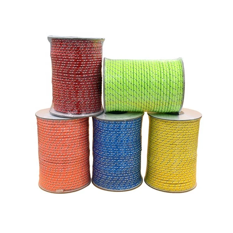 
reflective polyester braided tent cord lien rope cone winded rope 