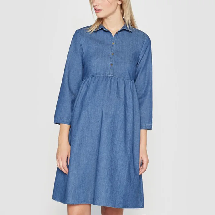 Wholesale comfortable women lightweight denim maternity dress