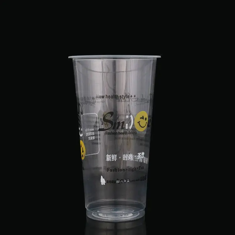 600ml 700ml 24oz 20oz Injection Molding Plastic Boba Bubble Tea PP Cups Disposable with Transparent Colored Lids
