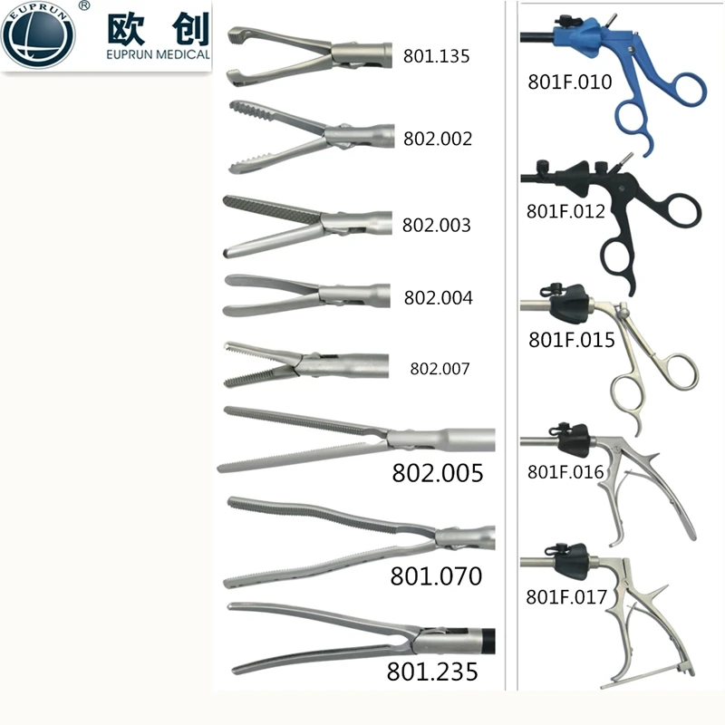 Euprun Reusable Laparoscopic 10mm 330mm Grasping Forceps Claw Forceps Biopsy Forceps Autoclavable Stainless Steel Factory Price