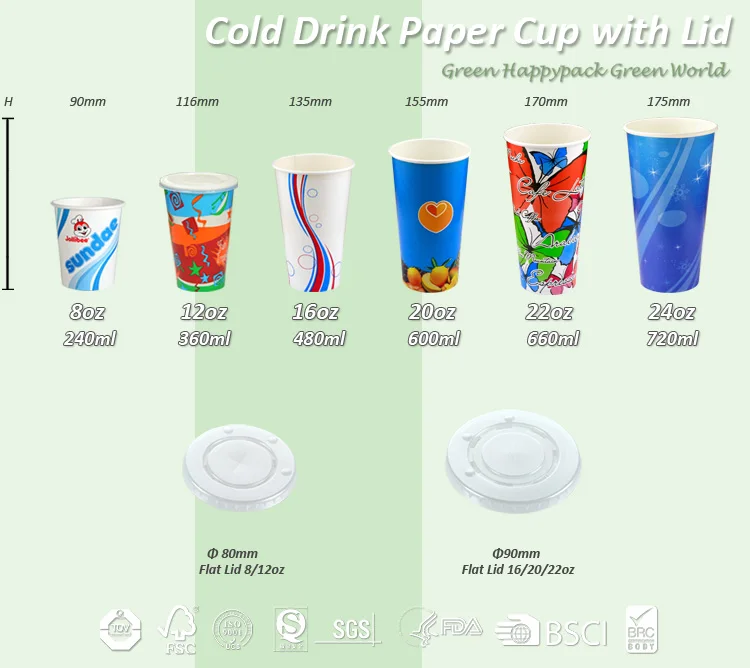 HAPPYPACK Custom Color Wholesale Disposable High Quality Party Paper Cup 20oz Cold Drink Paper Cup Free Sample