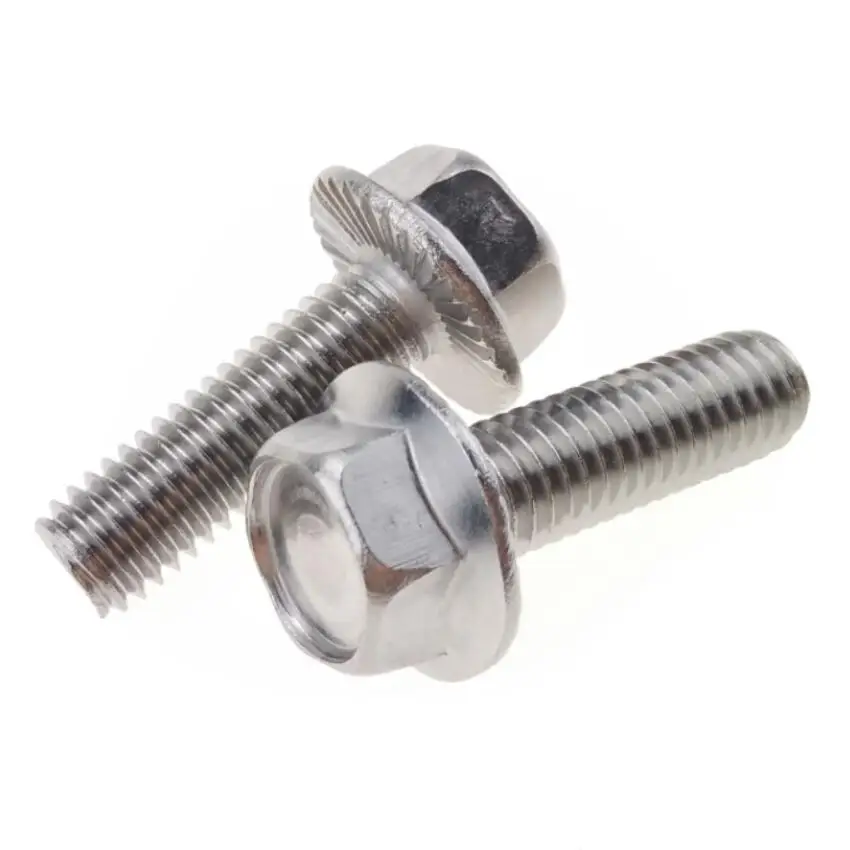 Hex Flange Head Screws with Serration M8 Stainless Steel Fastener