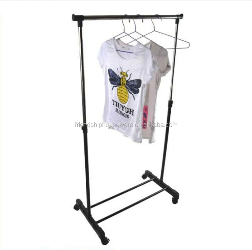 Manufacturer Adjustable Garment Rack Clothing Rail with Wheels - Black hot sale