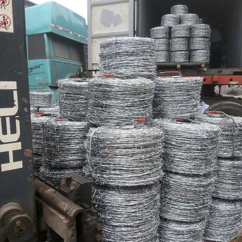 12#*14#galvanized barbed wire fence sharp barb wire coil roll