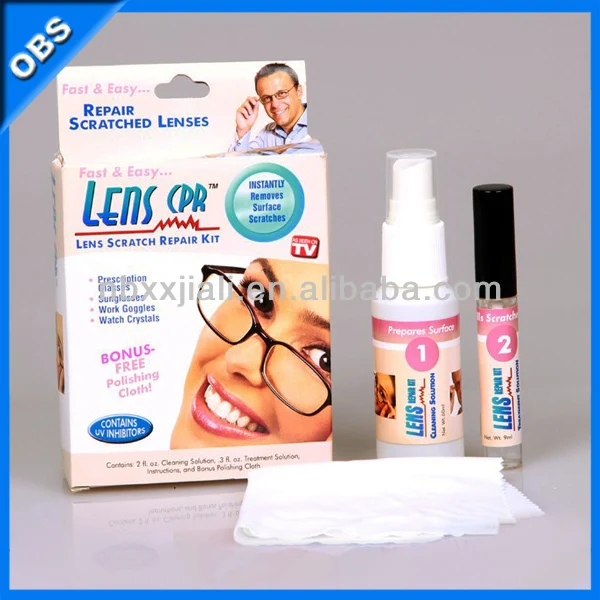 Hot Selling Wholesale 3 In 1 Lens Scratch Repair Kit Eyeglasses Cleaning Kit lens solution