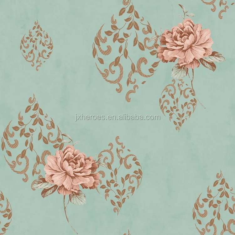 1.06m * 15.6m Fresh Natural Peony Pattern European-style Pastoral Vinyl Wallpaper Home Decoration