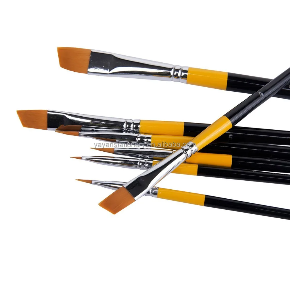 Hot Selling Stiff Synthetic Bristle Hair Wooden Handle Artist Paint Brush Set For Acrylic Gouache Watercolor Face Painting