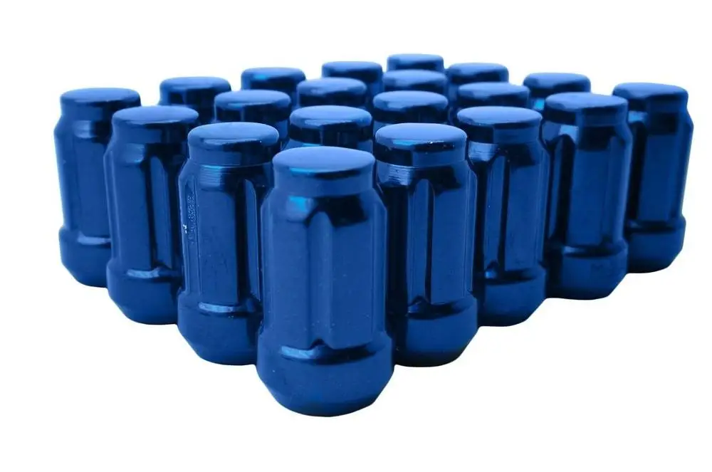 Strength Auto Car Accessories 6 Spline , Blue Wheel Lug Nuts Tapered Close