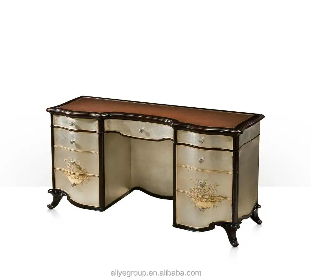 MS1001A- English Baroque Style and luxury luxury luxury bedroom bed furniture with leather and gold