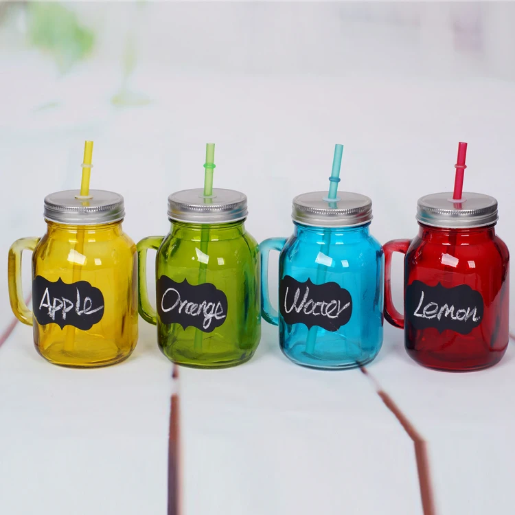 
hot sale glass mason jar with black boars and color 