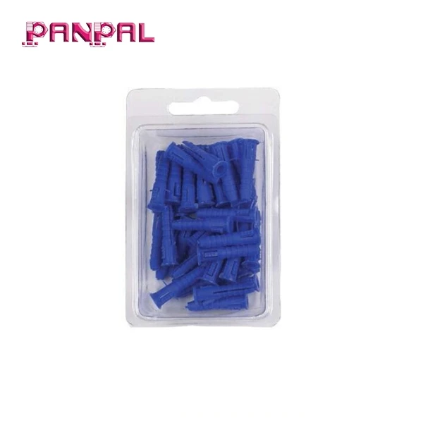 China factory supply Ribbed Plastic Anchor, 8-10-12 X 1-1/4-Inch, Blue, 100-Pack