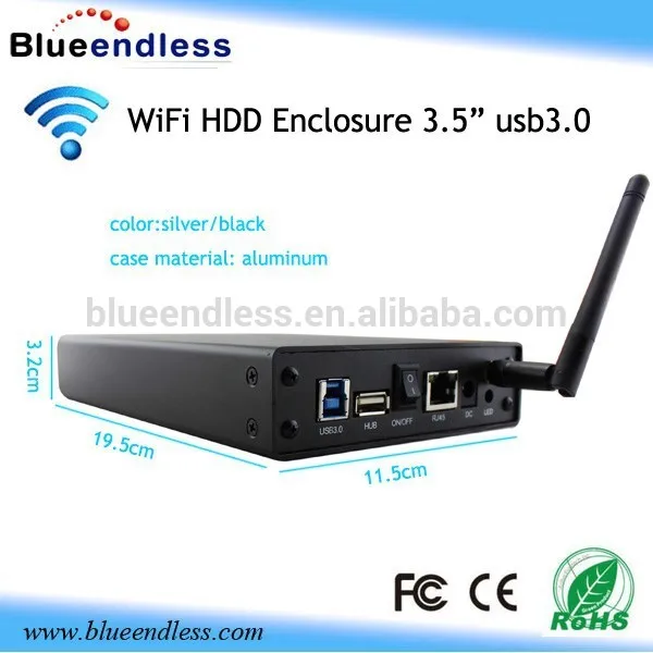 Blueendless алюминиевый жесткий диск чехол wi-fi 3.5 usb3.0 беспроводной корпуса