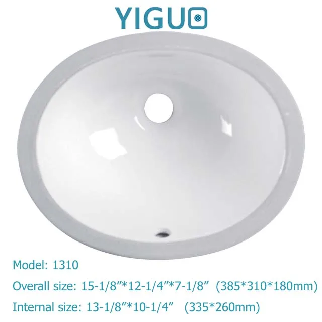 
Without faucet feature and undermount installation type porcelain bathroom sink, rectangular basin shape ceramic basin #1813 