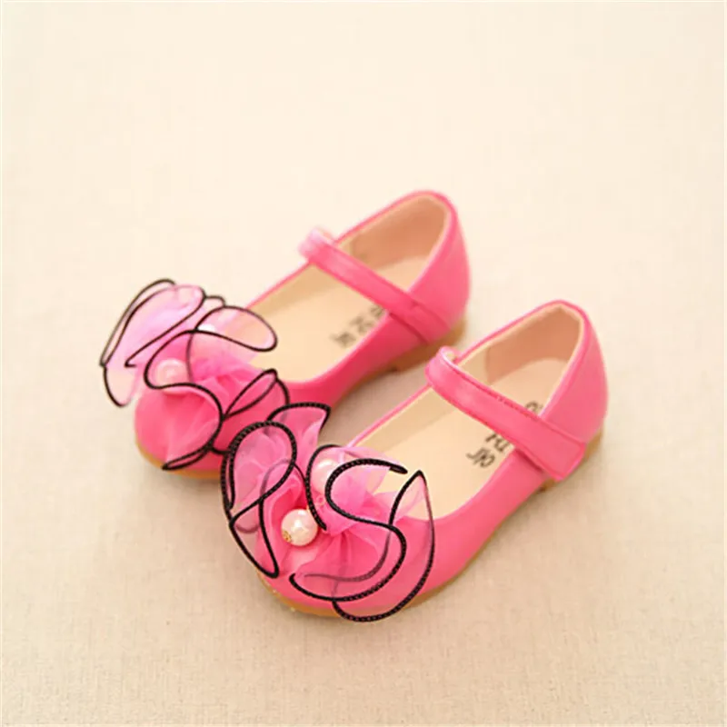 Fall 2015 Lace Bows Children Shoes Kids Shoes Girls Pink Red Sky Blue Size 26 30
