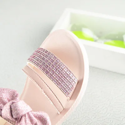 Новые Летние Босоножки с открытым носком; Туфли в стиле «Принцесса» Стразы детские школьные сандалии для детей последняя модель обуви