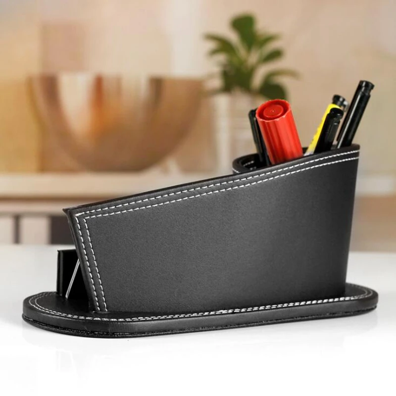 
Dreamtop DTF167 customized design stationery school office card holder PU leather desk pen holder for business 