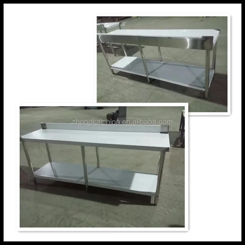 Commercial Long Bench High Quality Stainless Steel Work Table Stainless Steel 304/201/316 Available 6 Legs 2 Layer 0.6-2.0mm