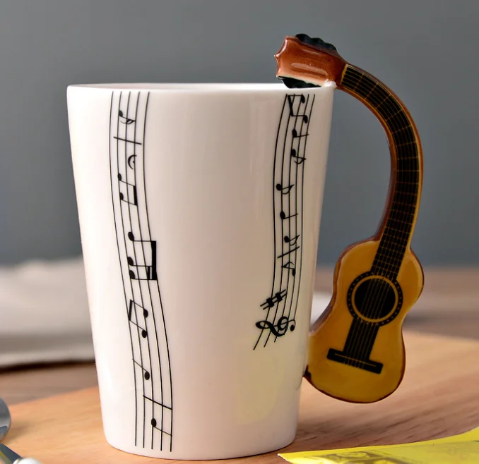 Ceramic Cup Personality Music Note Mug Coffee Tea Cup Water Bottle Unique Gift Home Cafe