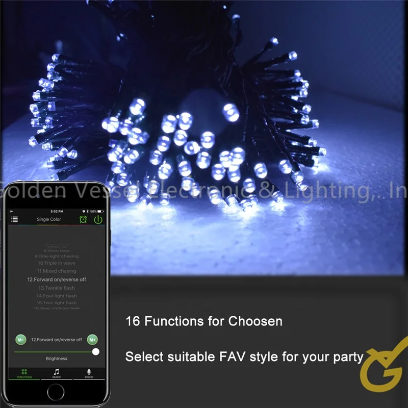 Smart String Lights 200Led 65ft 18 Functions, bluetooth Wireless Smartphone APP Controlled string christmas light