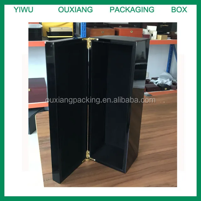 custom design piano black lacquer finish luxury wooden champagne bottle box