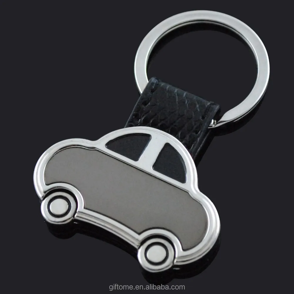 
leather strap metal cute car shaped keyholder with free laser engraving 