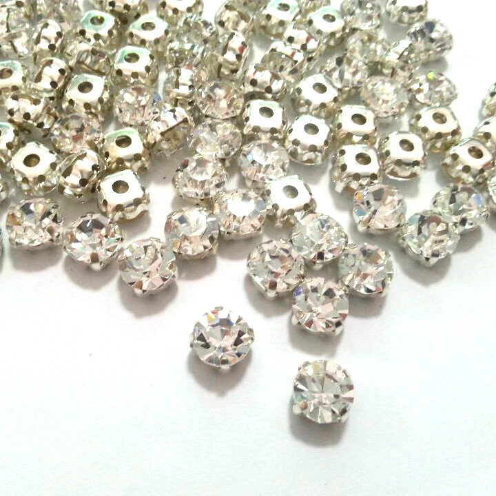 Хит продаж хрустальные стразы круглой формы с металлическим зажимом для шитья