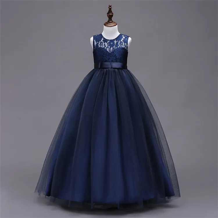 
Hot sales full length lace flower girl dresses for children wedding dress 