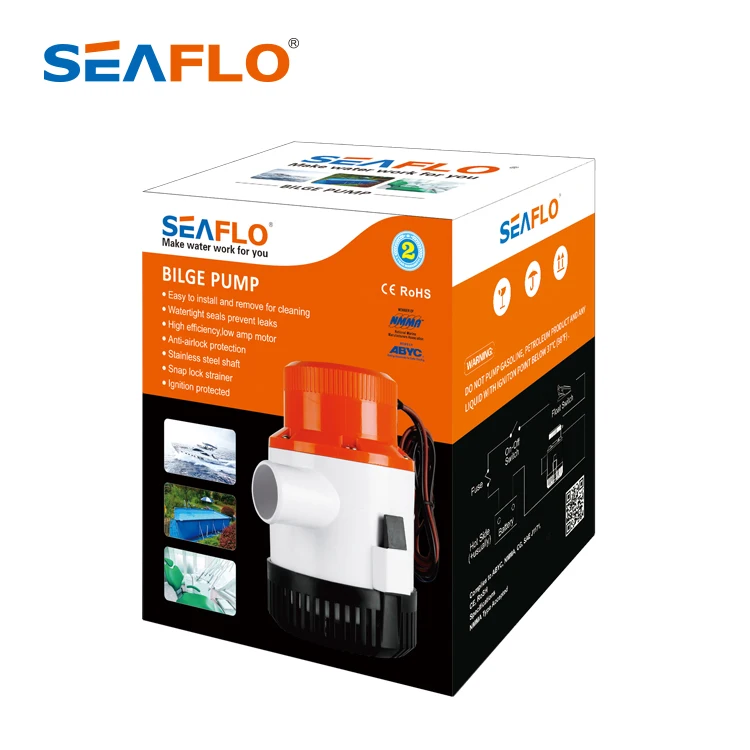 SEAFLO 3000GPH 12V&24V DC Marine Bilge Pump Submarine Water Pump For Fishing Boat and Marine