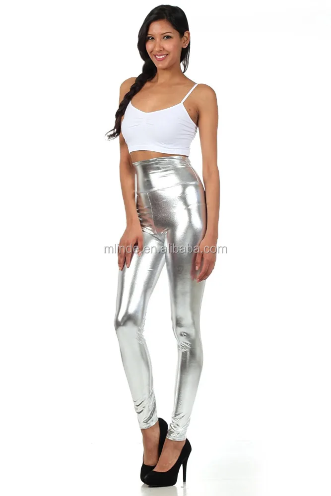 Leggings Manufacturer Dance Costumes Custom Made Euro Classic Pants High Waist Stretch Shiny Liquid Metallic Leggings