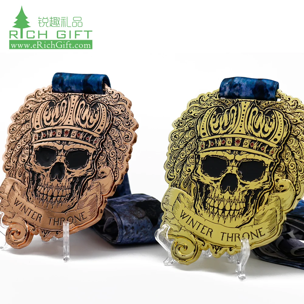 Wholesale metal alloy souvenir colorful 3D embossed logo Championship award bronze/silver/gold medal