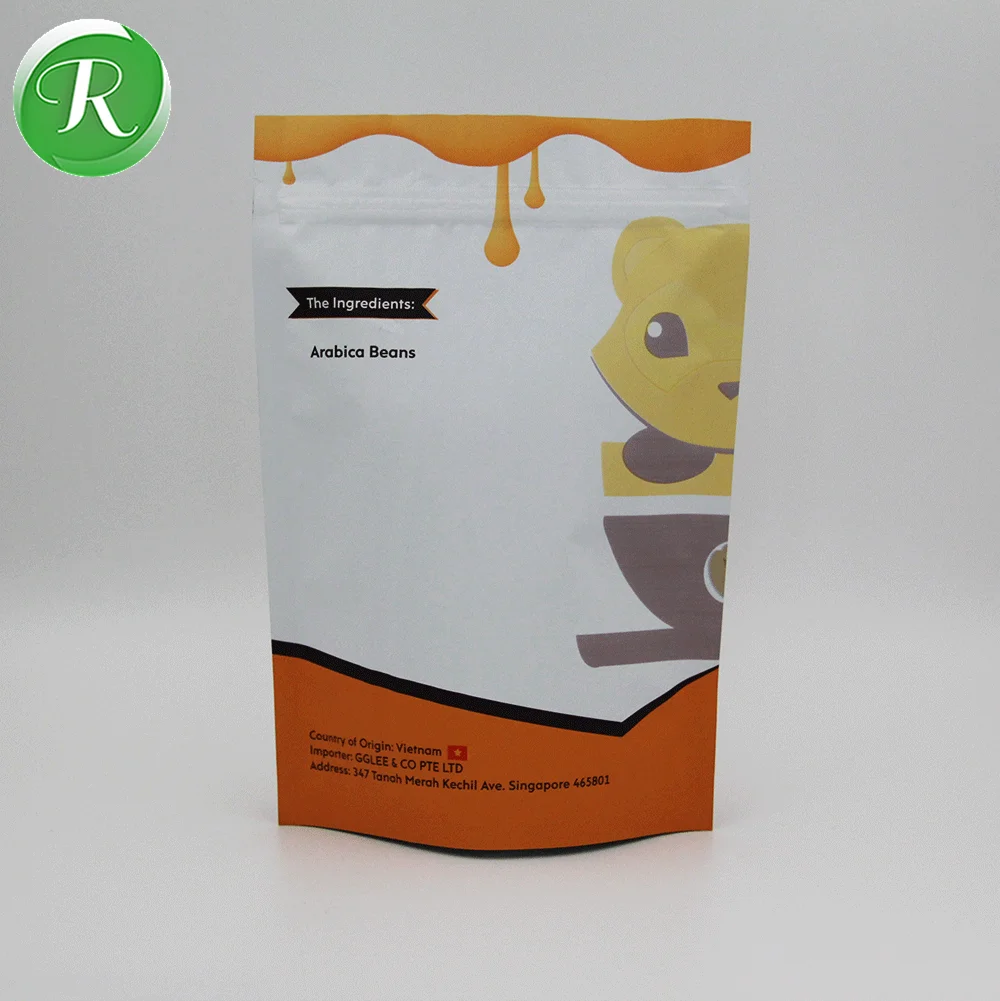 Пакеты для упаковки кофе weasel 200 г/матовая алюминиевая фольга с принтом, кофейный пакет с застежкой-молнией