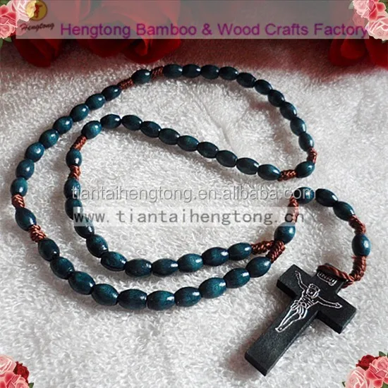 3 colors 8*6MM wood rosary necklace religious rope necklace hand knit rosary made of oval bead rosary