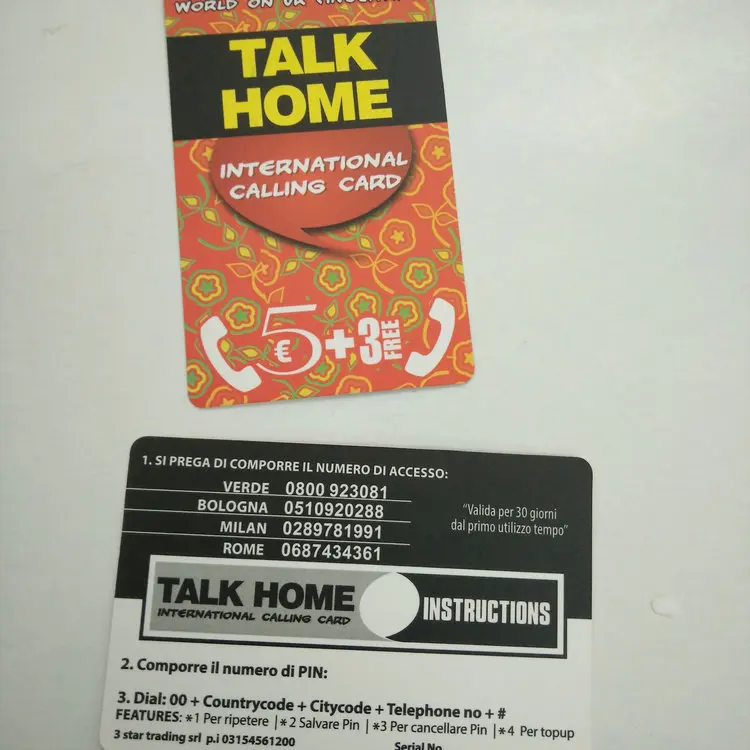 
Prepaid top-up phone calling card 