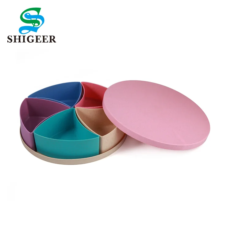 
Chinese Fashion Customized Round Type Plastic Food Container Candy Tray With 5 Compartments 