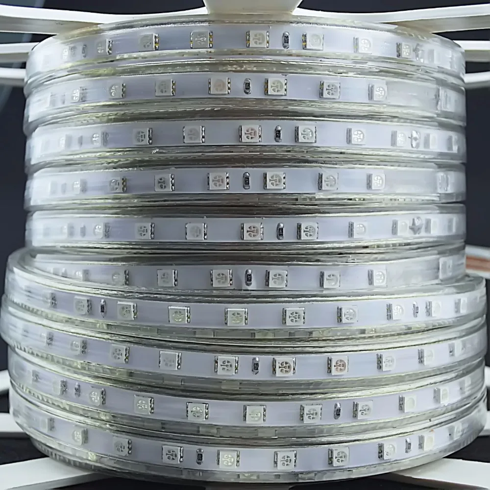 High quality high voltage SMD5050 add to anti-uv no yellow outdoor waterproof 110v led strip light