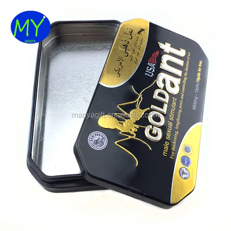 Custom Embossing Male Sexual Stimulant Pill Tin box Can With Foodgrade Test