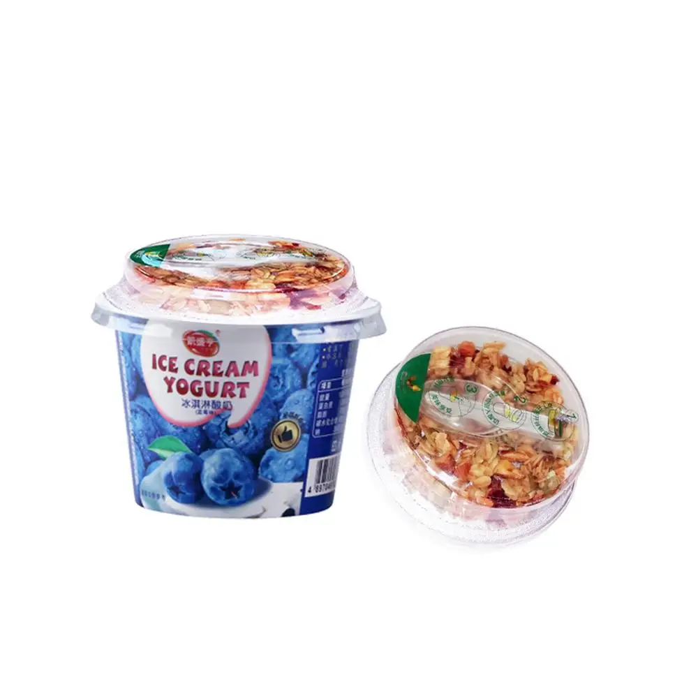 
clear plastic yogurt cereal container cup with lid 