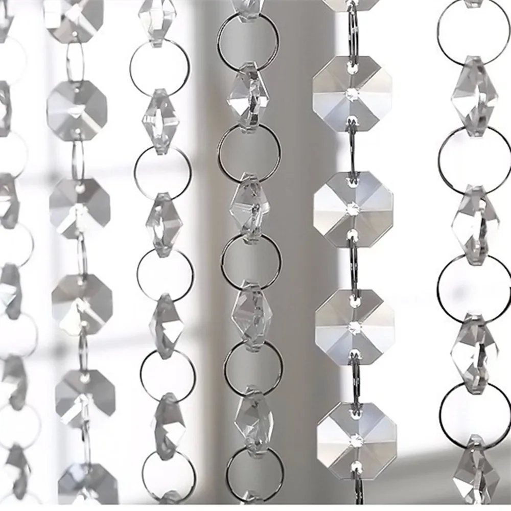 New Arrive 100m 14mm Glass Octagon Beads Chain Clear Crystal Garland Strand Wedding&Christmas Party Event Home Decoration