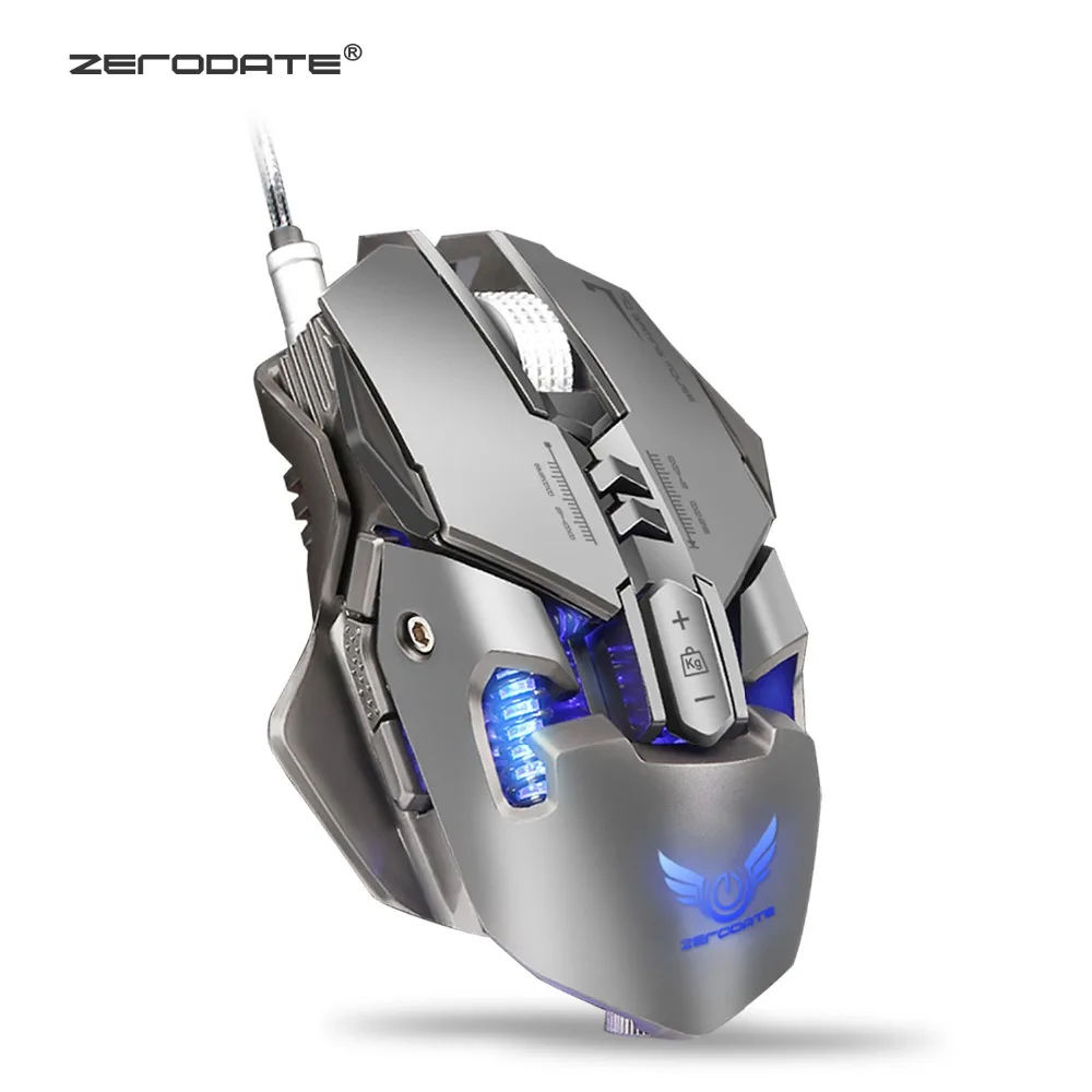 ZERODATE X300GY 7 Keys 250-4000DPI USB Wired Optical Mouse Mechanical Macros Define Game Mouse Gamer For PC Computer Laptop