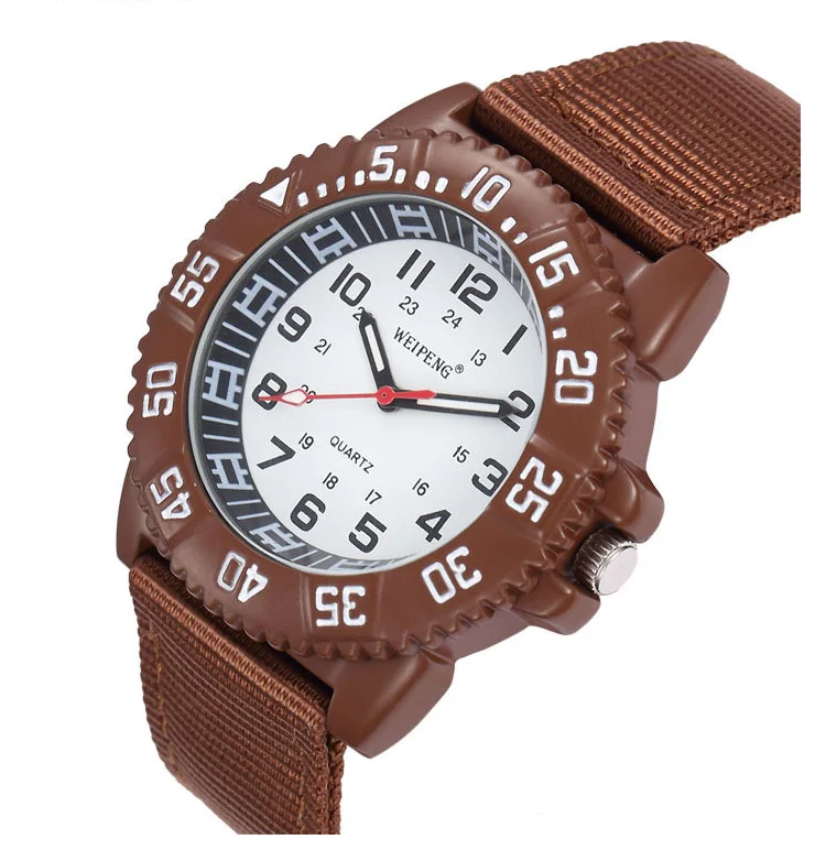 DF2199 Brown Multifunctional rotary outer gear wheel night vision quartz watch for outdoor army men students tactical purpose