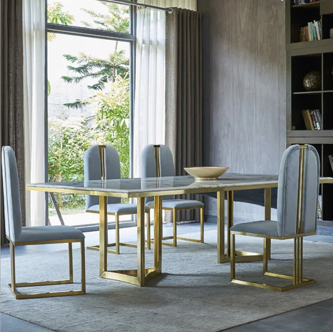 Hot Sales Luxury High Backrest Dining Chair Golden Stainless Steel Restaurant Chair For Home Hotel