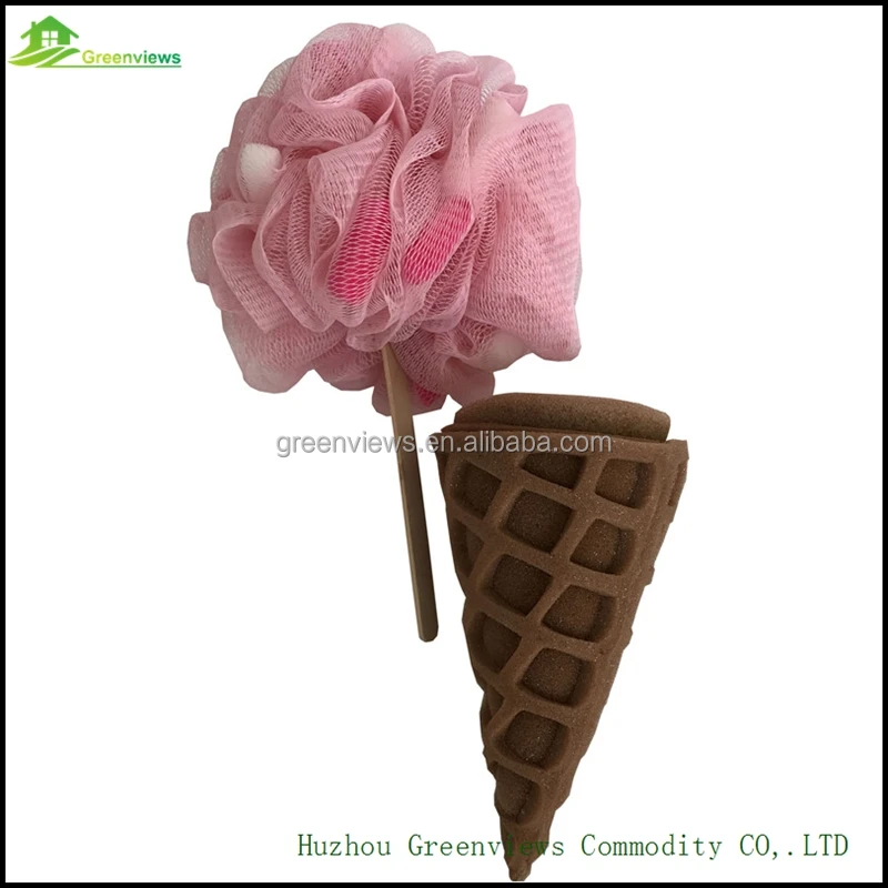 
Wholesale Ice cream shape bath sponge shower puff body exfoliating mesh bath supplies sponge cleaning 