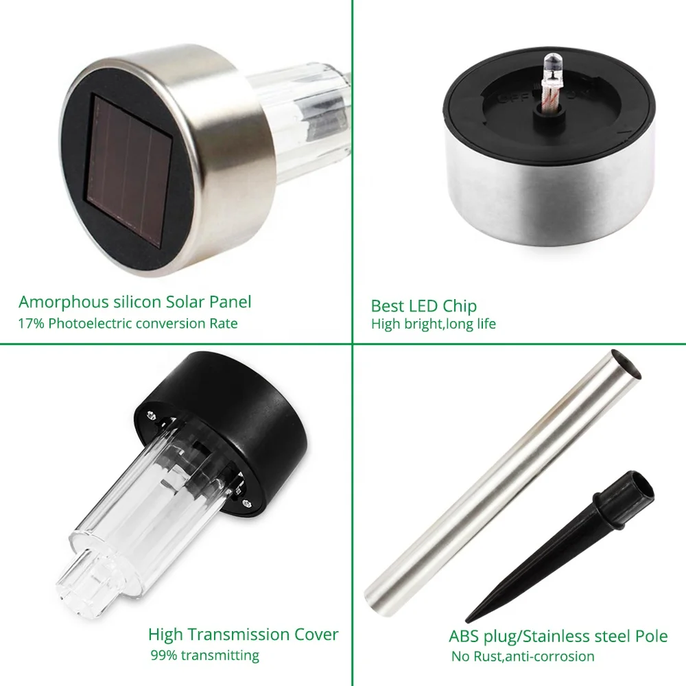 
New Hot Useful Outdoor Black High Lumen Led Solar Bollard Lights For Landscape Pole Path Garden Decking Lamps 