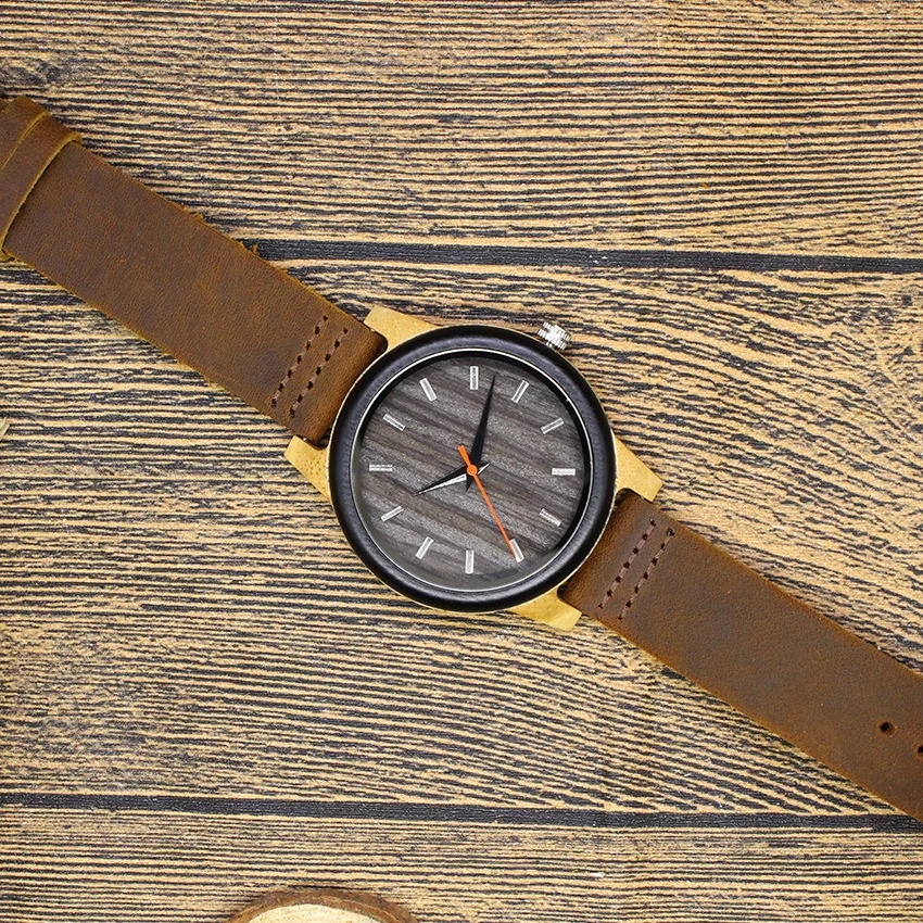 Wholesale Handcrafted Wood Original Watches With Band Custom Logo Digital Design Your Own Bamboo Wood Watch Black Wood Watch