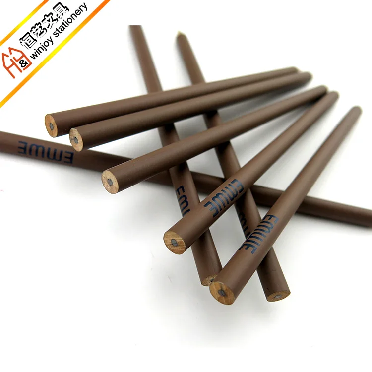 Standard hb pencil ,7 inch round shape brown matte pencils with custom logo printing .