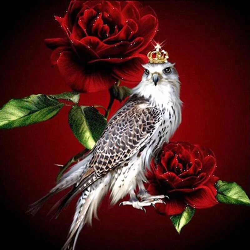 
New 5D DIY Full Drill Square Diamond Painting with Owl in the Rose Mosaic Embroidery Rhinestone for Home Decoration 
