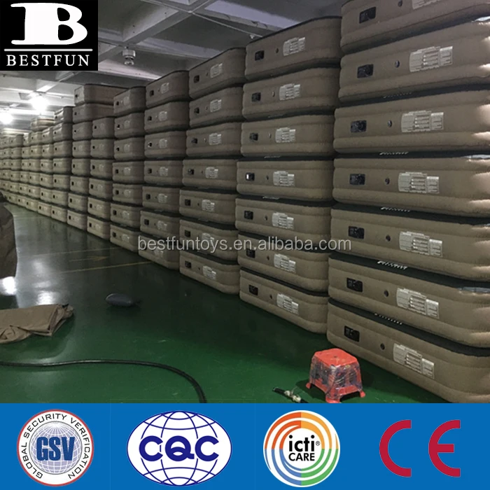 factory customized High Raised queen size flocking Inflatable Air Bed with inside Rechargeable Battery Powered Pump