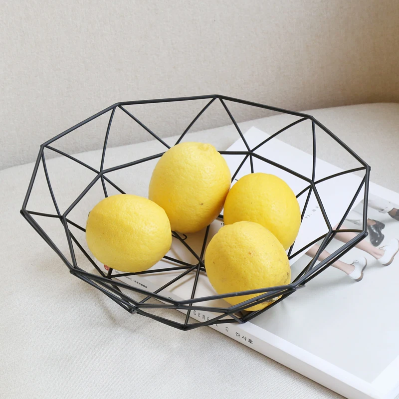 free sample 550-98B ins simple design black metal wire bowl fruit basket for home decor
